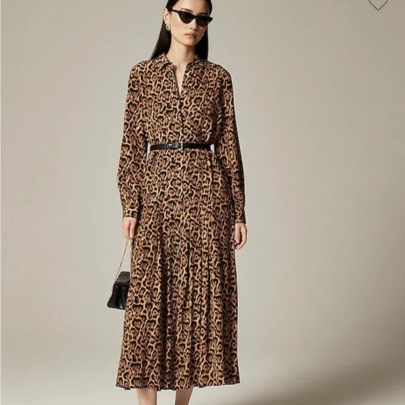 J. Crew Dresses & Skirts - J crew Drapey pleated shirtdress in leopard print